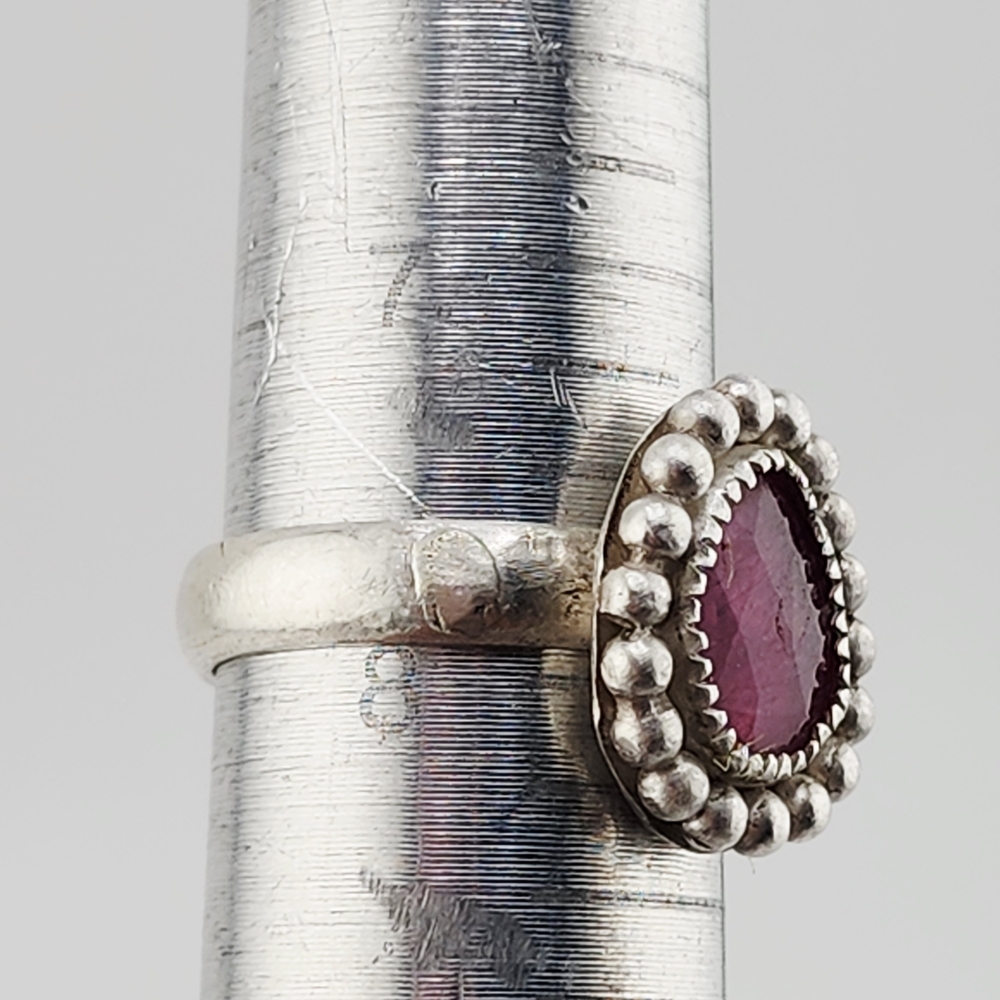 PINK SAPPHIRE RING HANDMADE IN RECYCLED STERLING SILVER WITH EMBELLISMENT SZ 8 - Picture 10 of 11